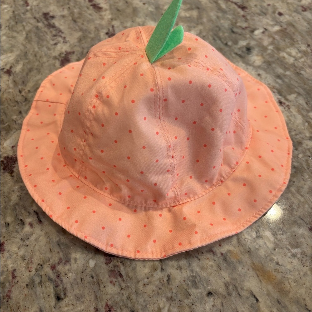 Peach Polka Dot Baby Sun Hat